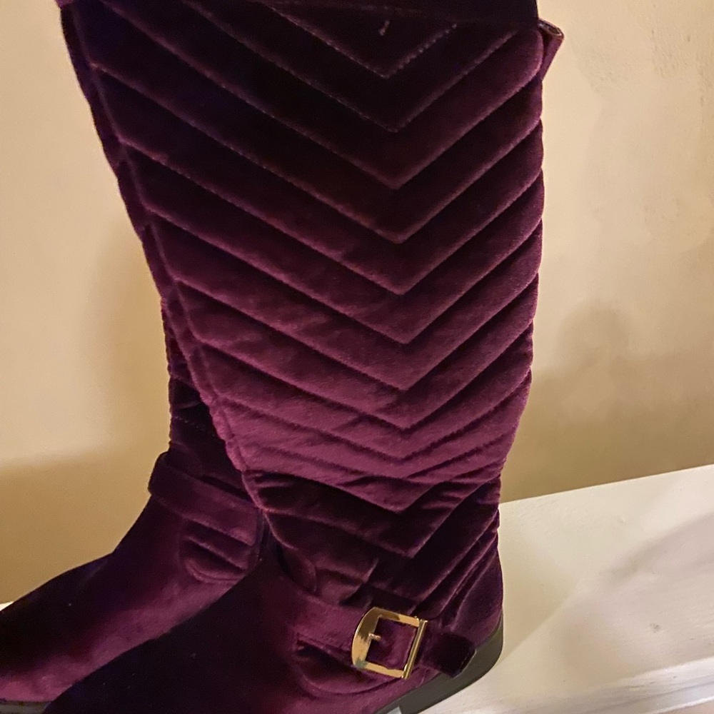 Women size 11 purple velvet tall boots